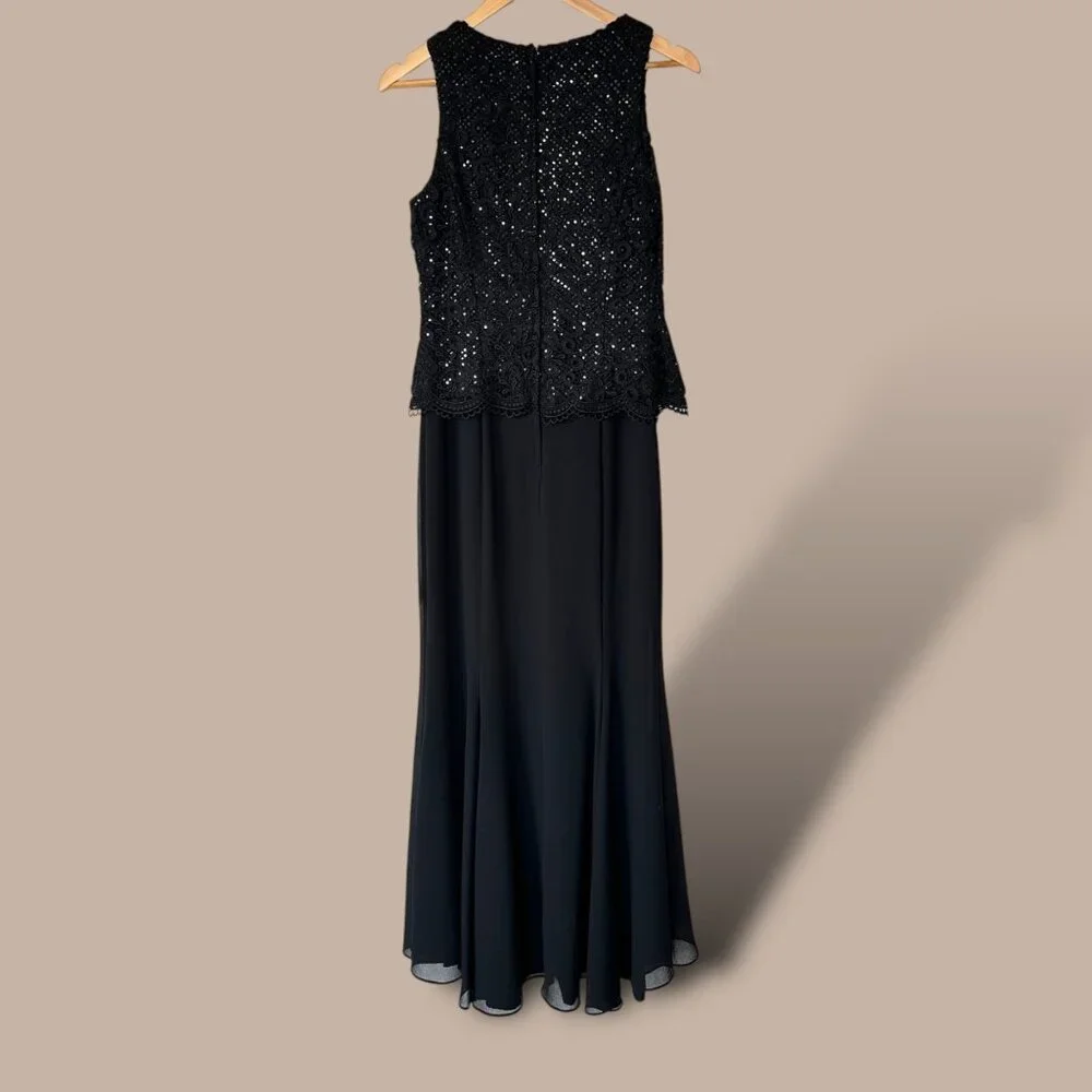 Jessica McClintock Black Sleeveless Maxi Dress Size 10 Formal Prom Wedding MOB - Picture 2 of 13